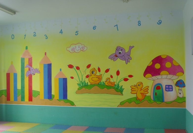 幼儿园墙绘简单图片