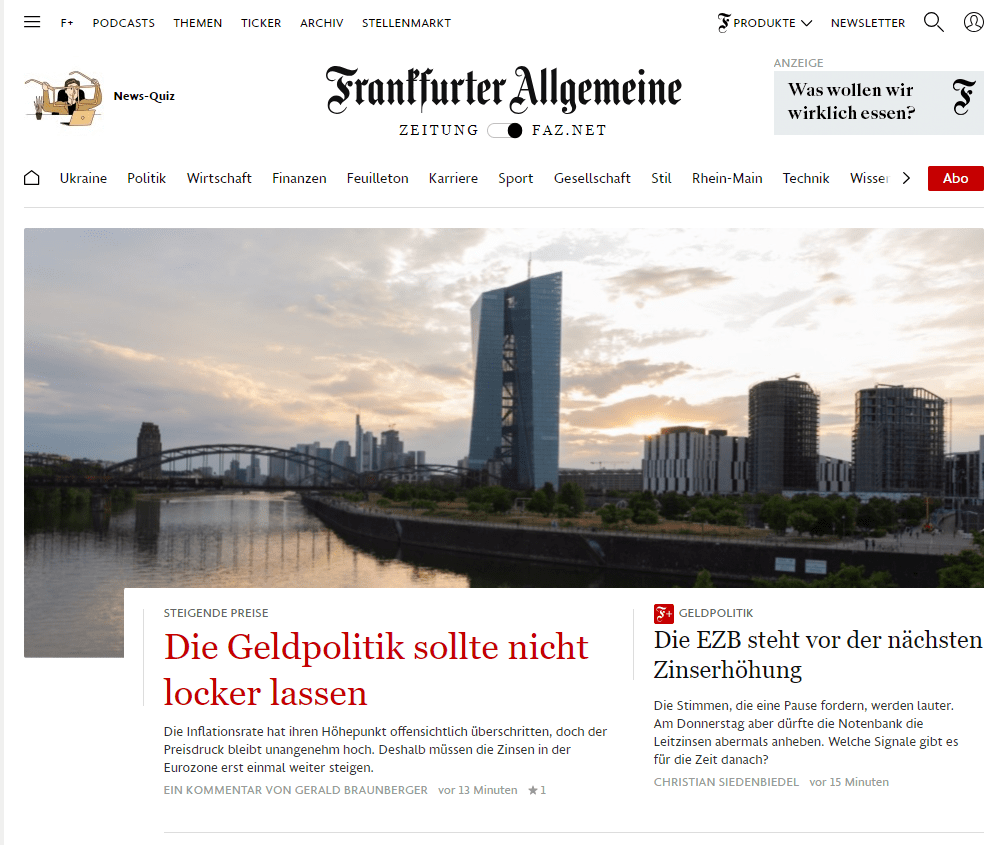 海外发稿:德国主流报纸媒体-《法兰克福汇报》