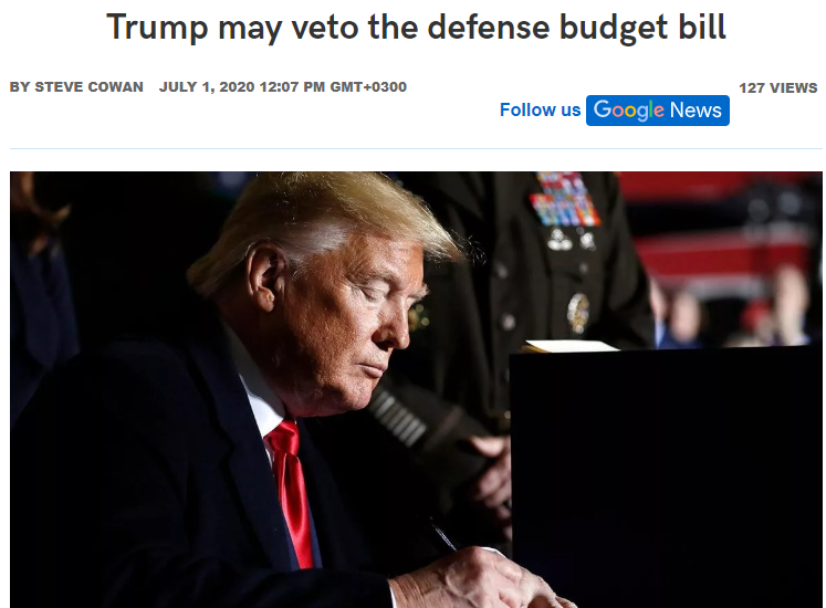 推荐一向爱护美军的特朗普怎么了？称若敢这么做，7400亿军费别想拿了！