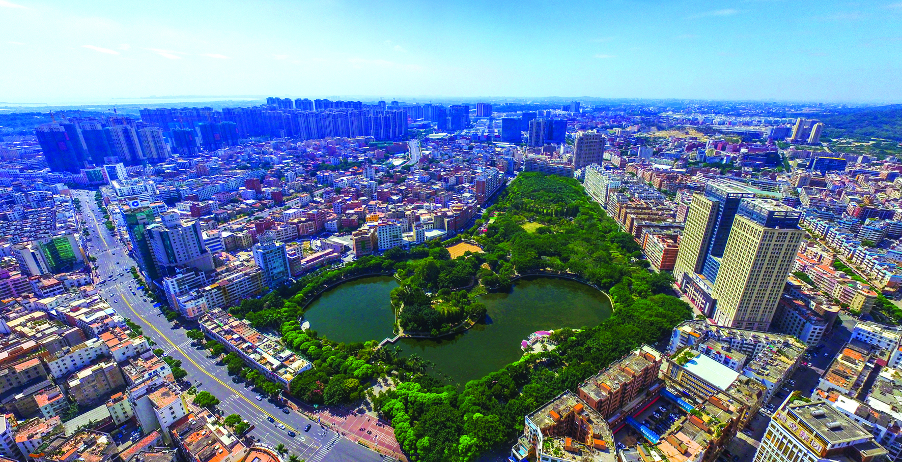 高空俯瞰下,泉州石狮城市中隐藏的这个"心"美!