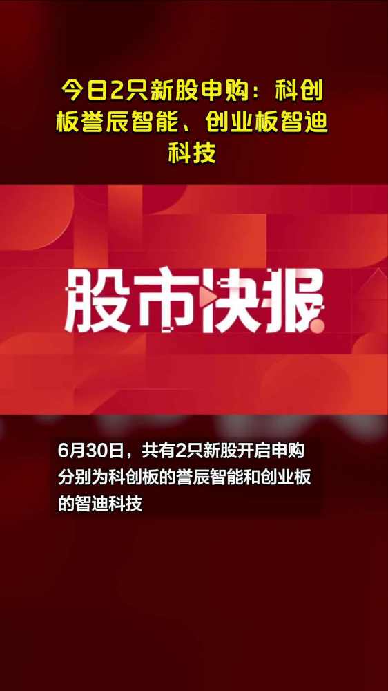 今日2只新股申购:科创板誉辰智能、创业板智迪科技