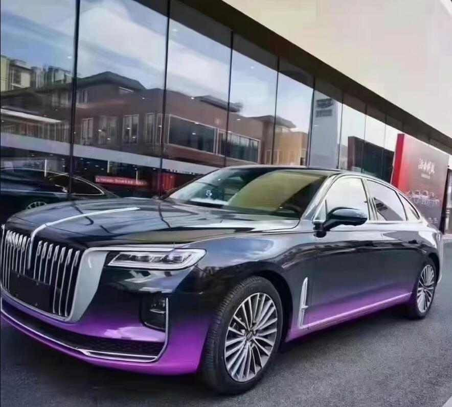 红旗h9改装版:午夜渐变紫 星空顶,百万以下的车就别比了!