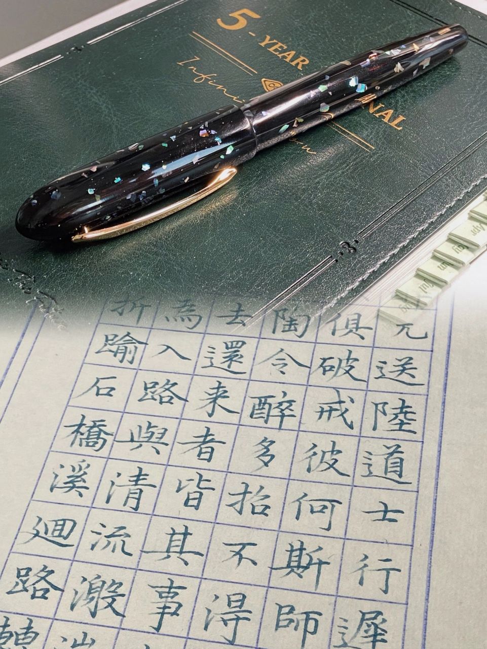 高颜值练字钢笔 指尖星河 福林352·绿贝壳螺钿 上墨后手感比永生