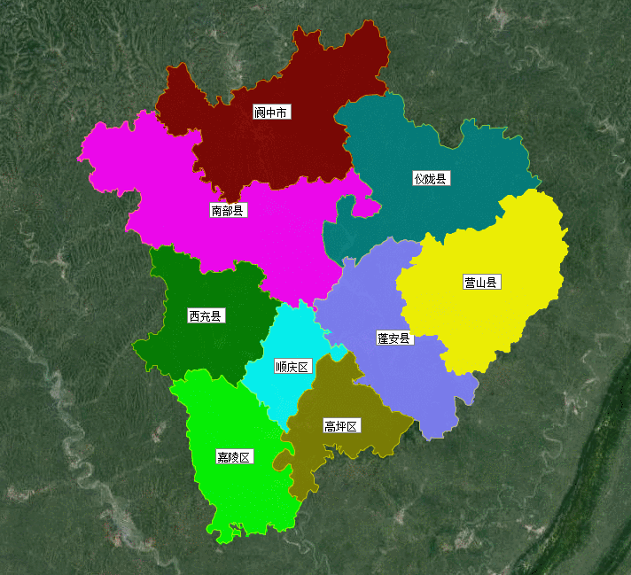 南充市区县行政图,城区面积排名,你所在的地区排在第几名呢?