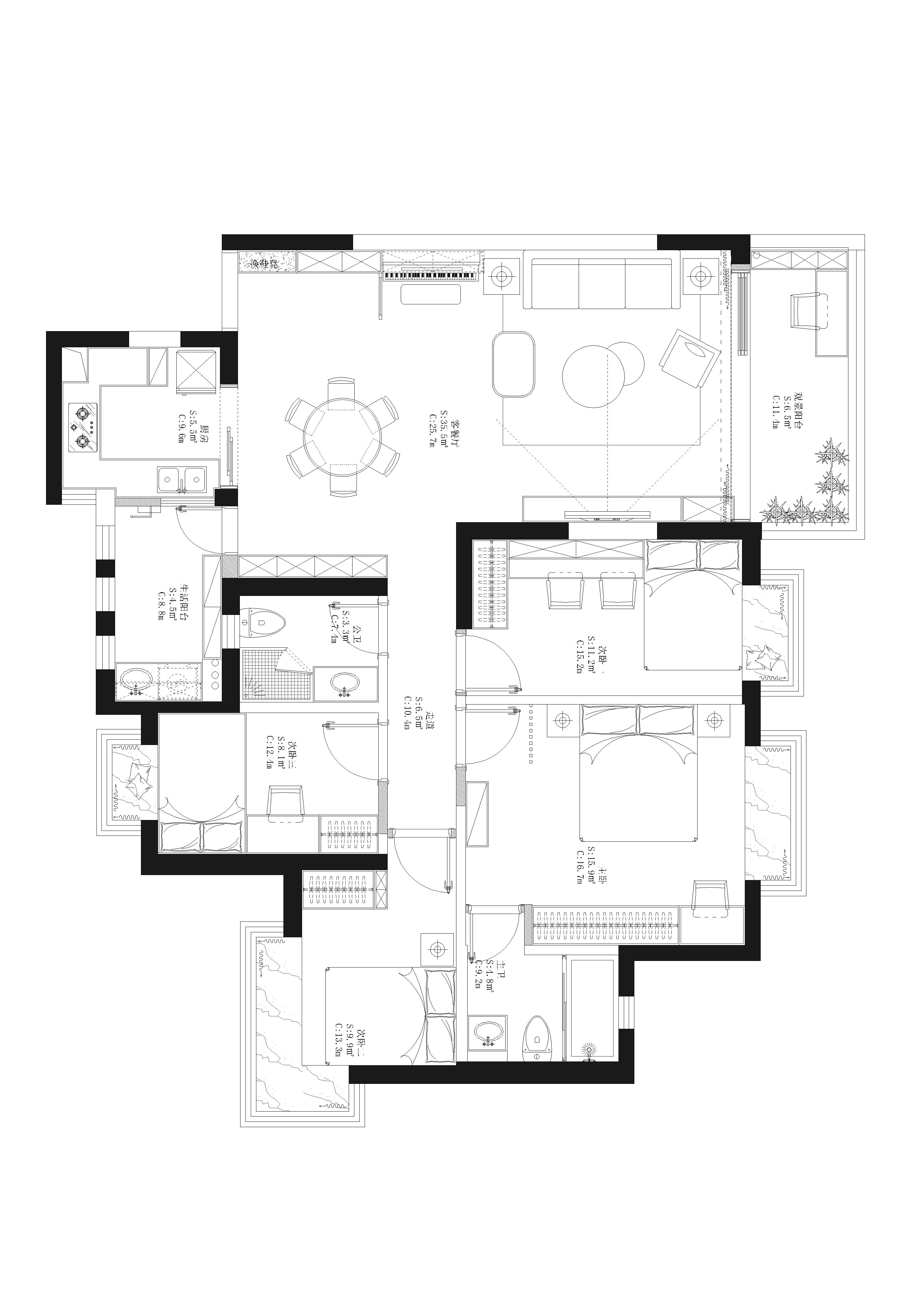 深圳装修:西海湾花园131㎡现代简约风