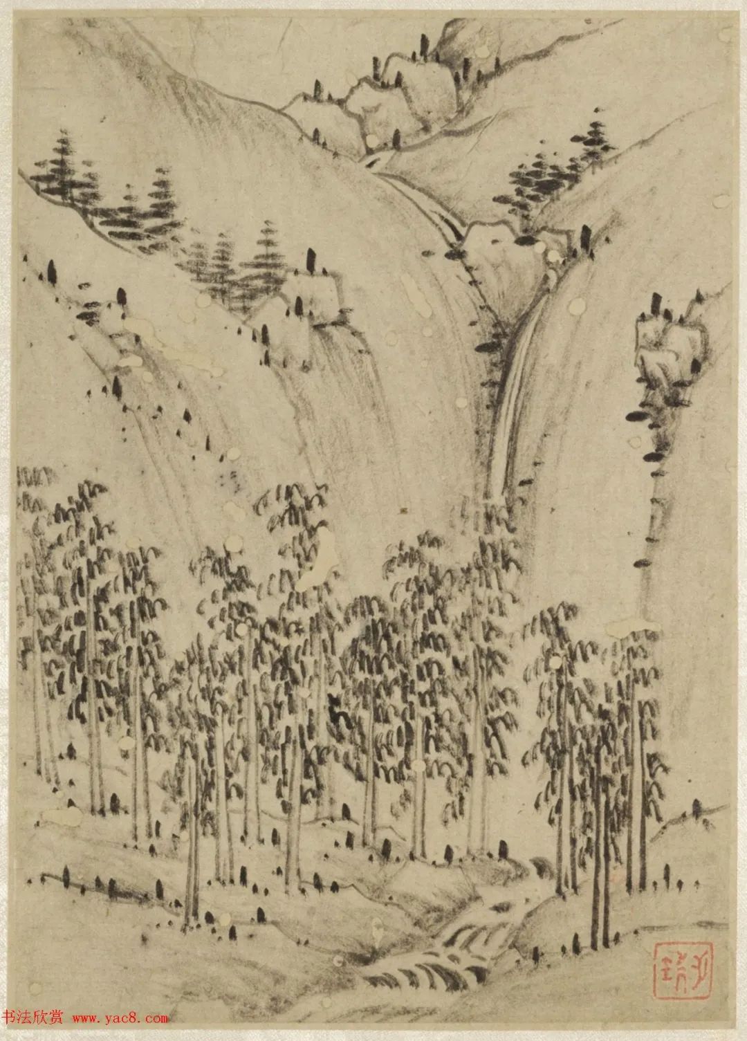 查士标书法题汪之瑞山水册