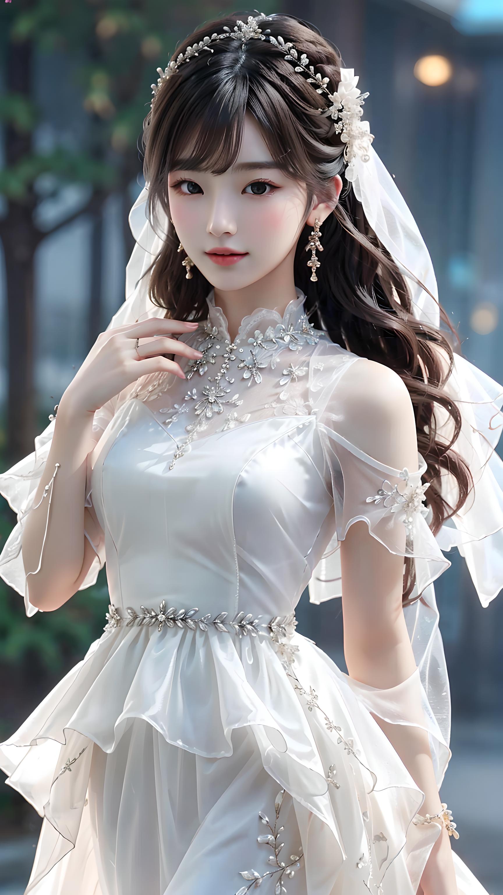 洁白的婚纱少女:超精细ai绘画美少女