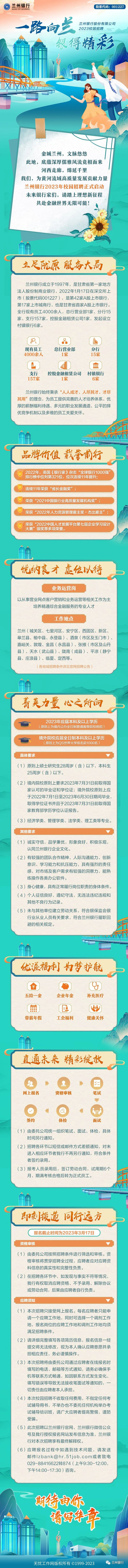 蘭州銀行2023年校園招聘公告