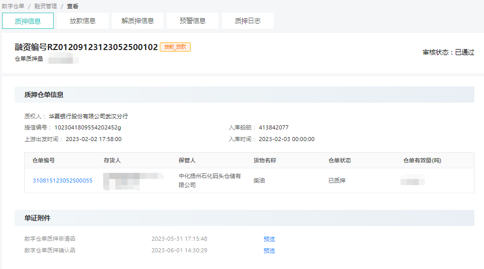 记中化扬州实现电子仓单质押融资业务全流程线上操作