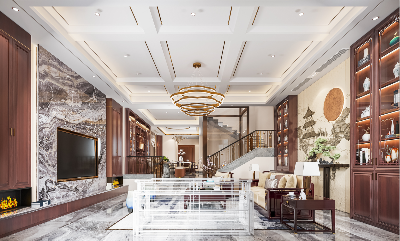 中海天鉴500平米新中式风格别墅装修案例