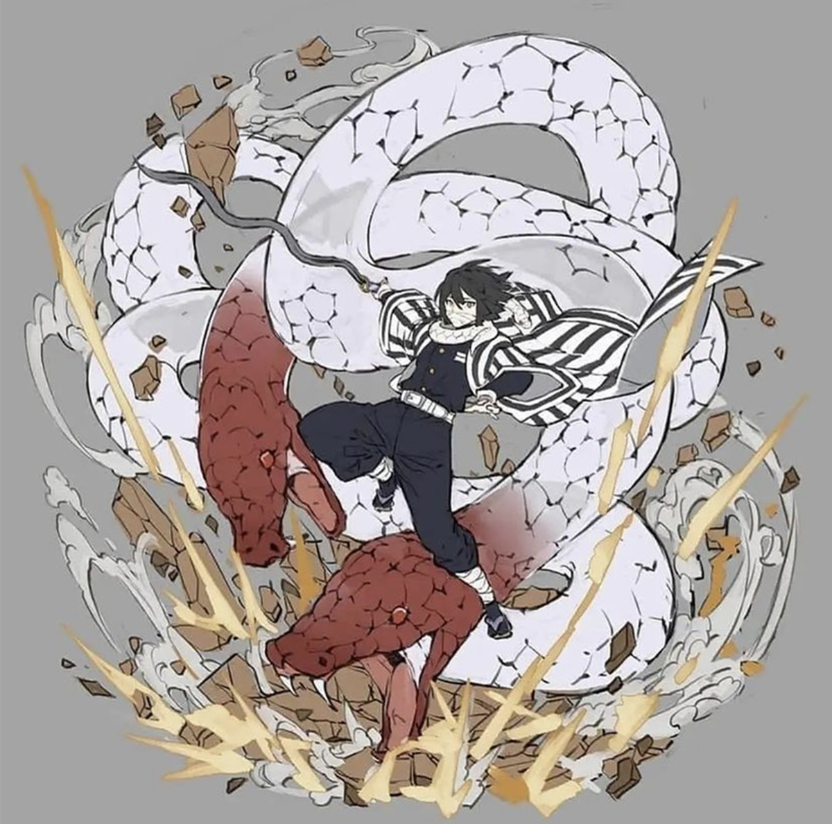 《鬼灭之刃》人物开大招,动画效果十足是这部动漫成功的重要原因