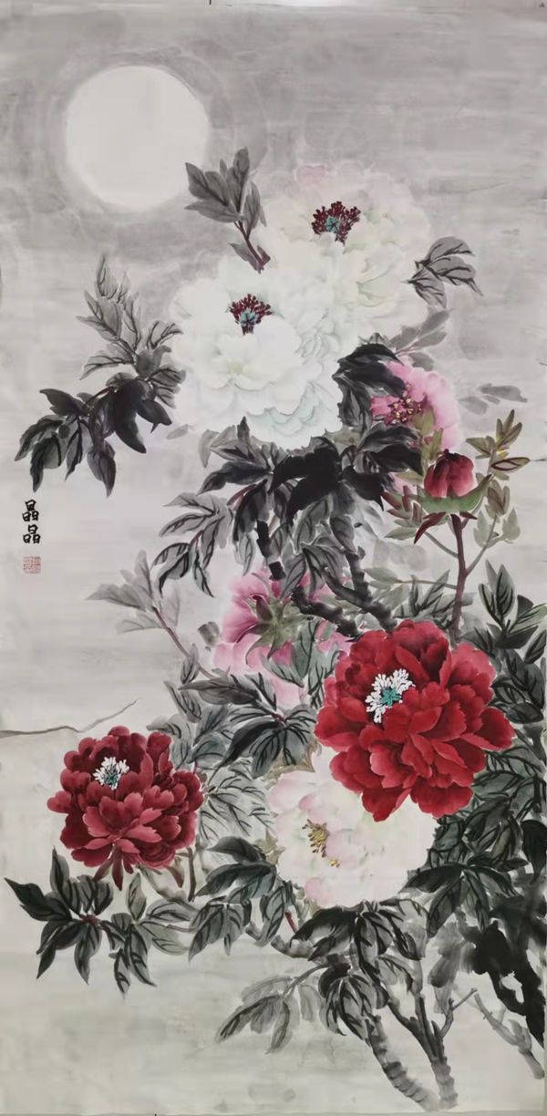 画家谢晶晶的写意牡丹