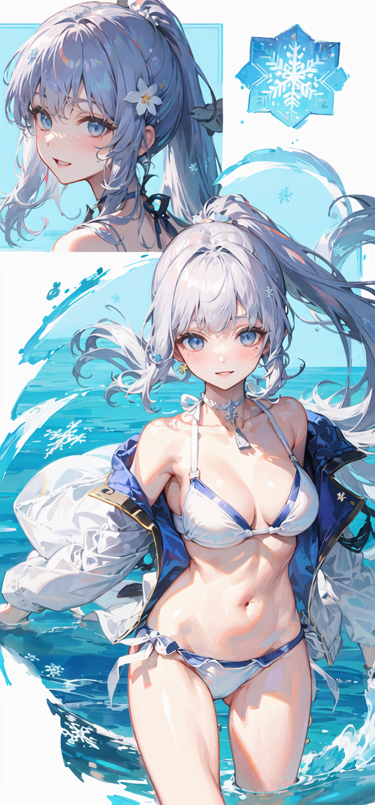 神里绫华泳装精美壁纸第一期,来自ai绘图的魔法!023