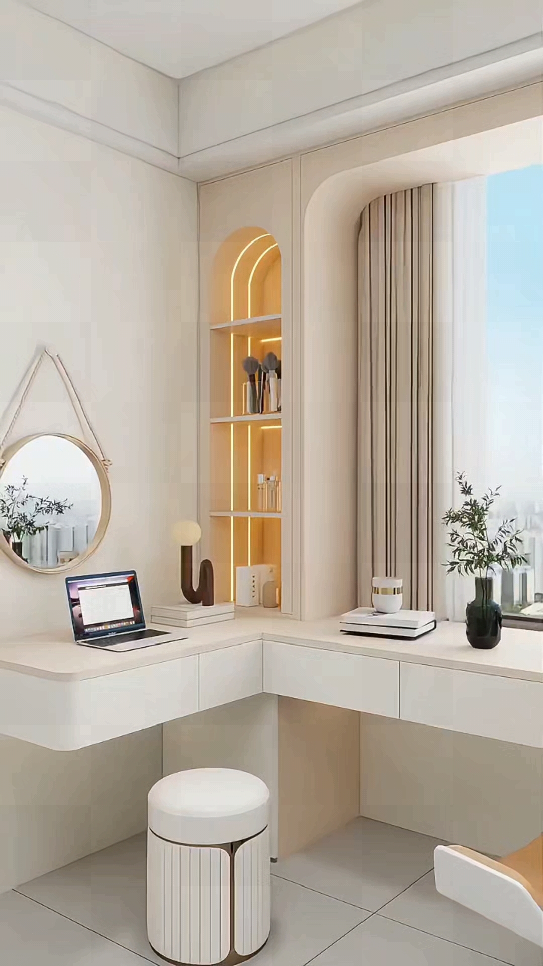 书桌连体梳妆台柜