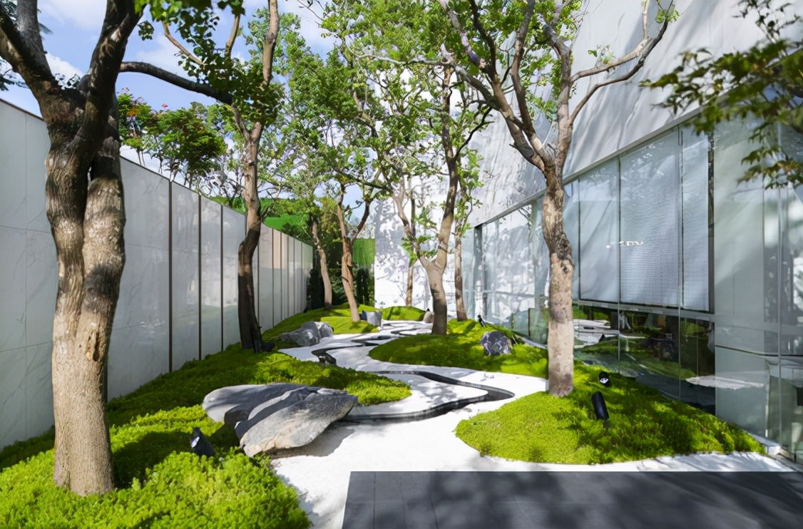 平坦的庭院地面,我们可以通过改造地形来改变竖向空间,做出层次感!