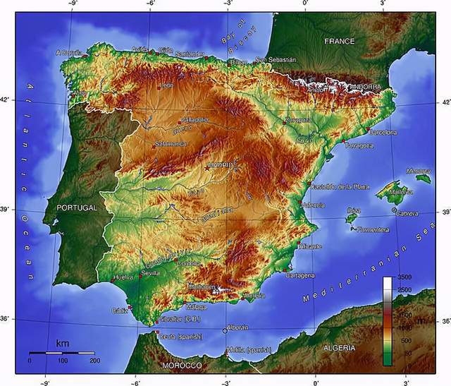 西班牙地形图