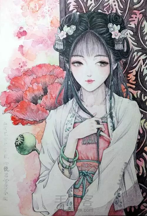 彩铅古装美女古风图片