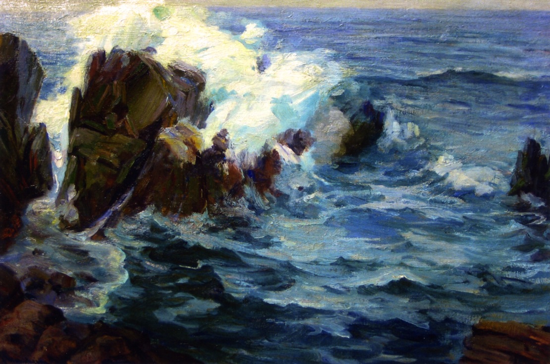 海滩风景画:月光下的海景-曼海姆|美术作品