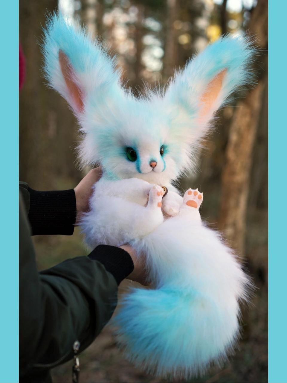 年半现货掉落 毛茸茸狐狸 俄罗斯艺术家手作玩偶, 	白色的小狐狸,耳朵