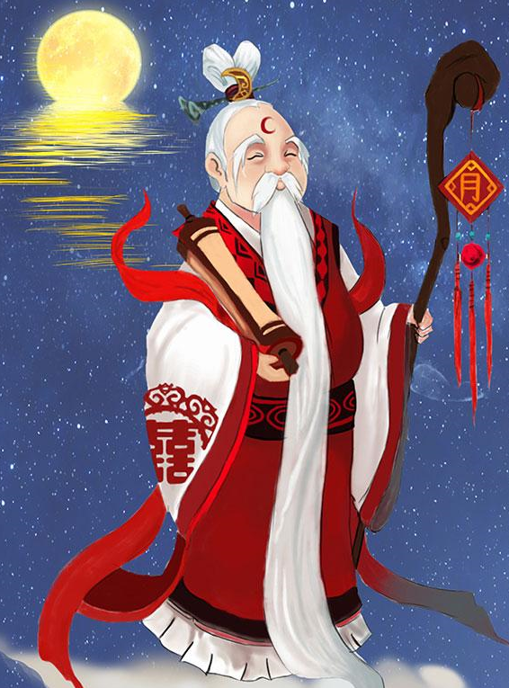 月老:中国民间传说中的姻缘之神,以红绳牵引良缘