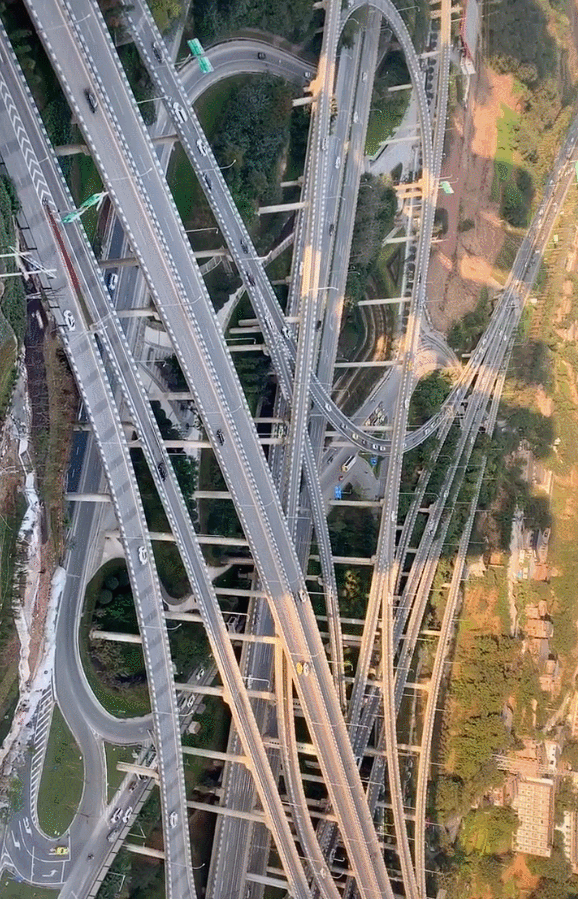 魔幻的重庆立交桥,逼疯导航虐哭司机,航拍效果如科幻大片