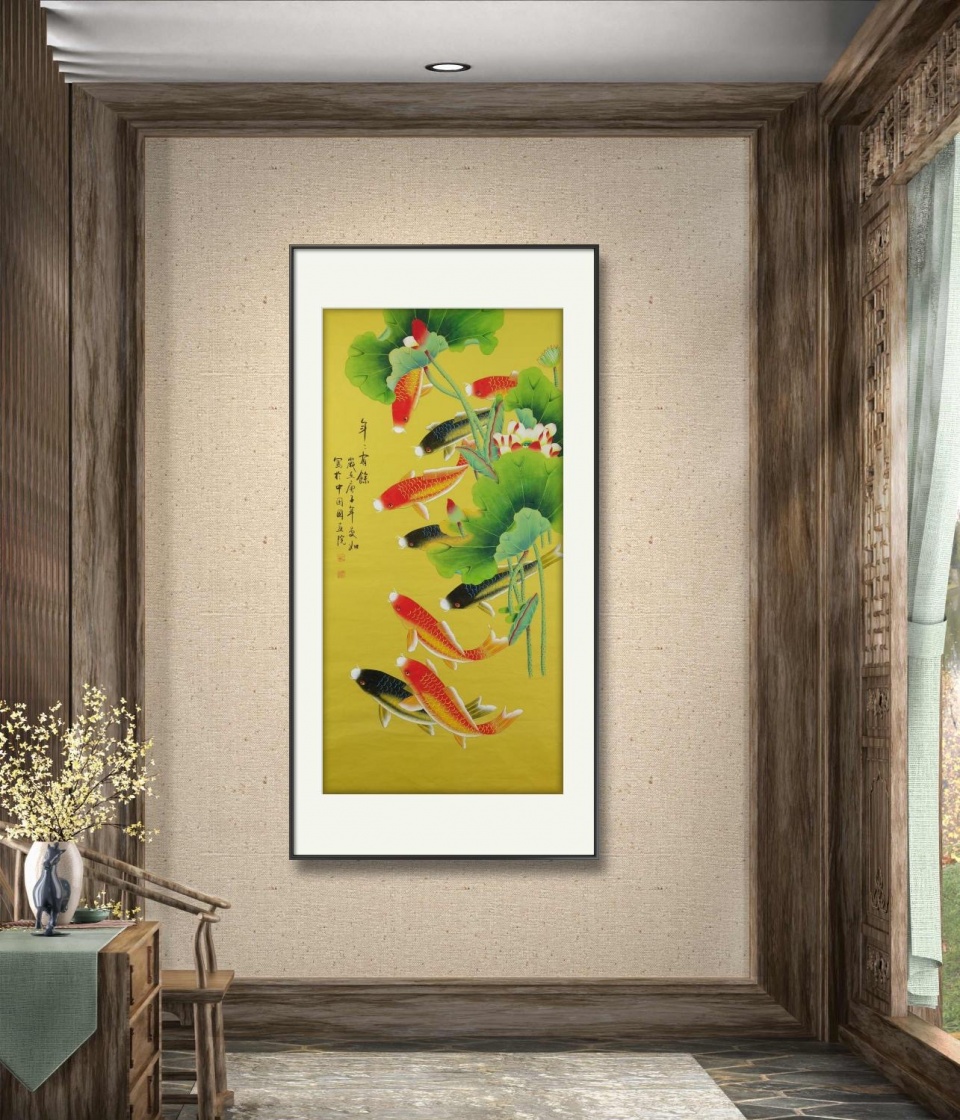 名家司曼如精美九鱼图《年年有余》品赏