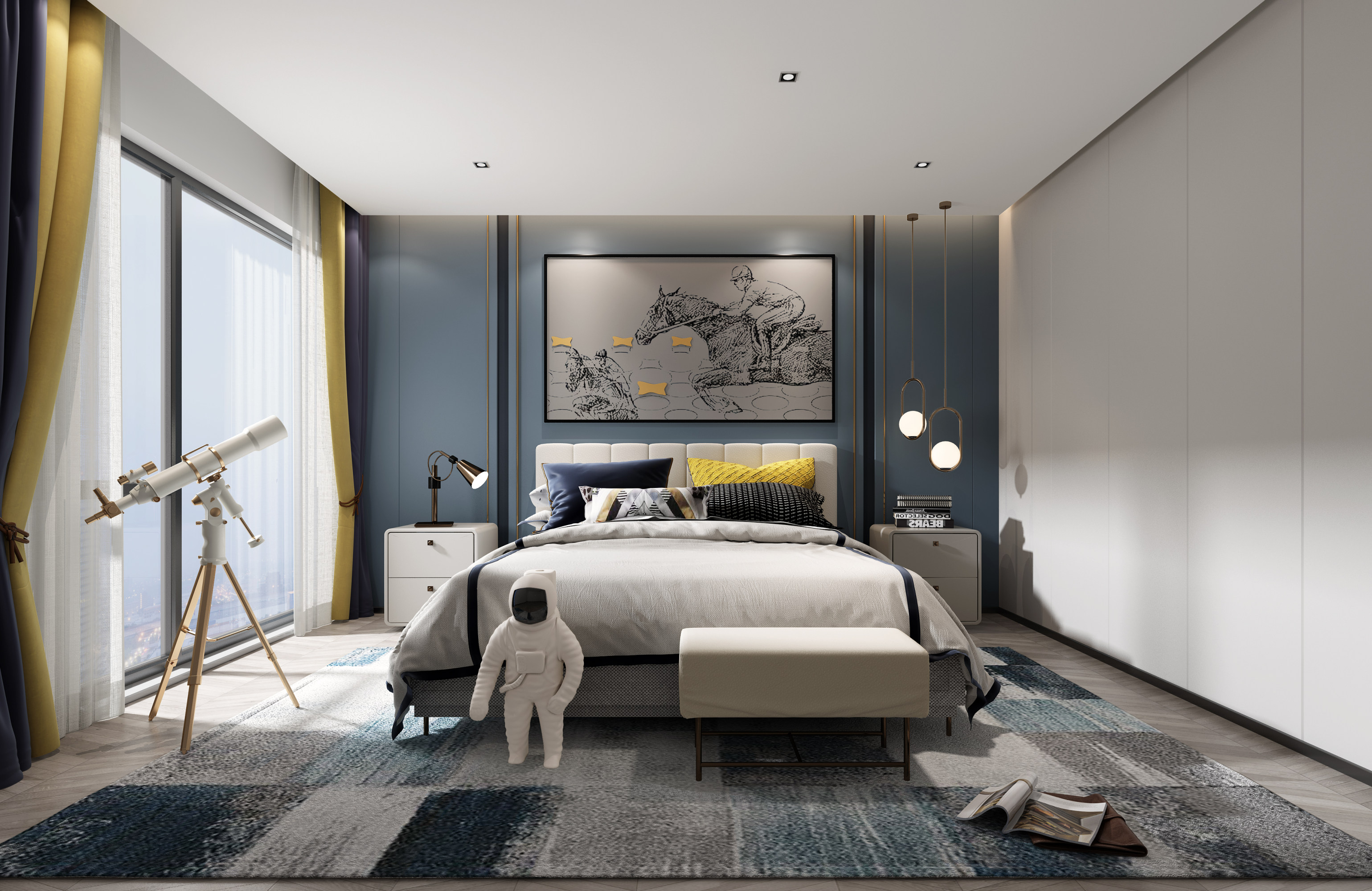 北辰定江洋300平米现代轻奢风格平层装修效果图