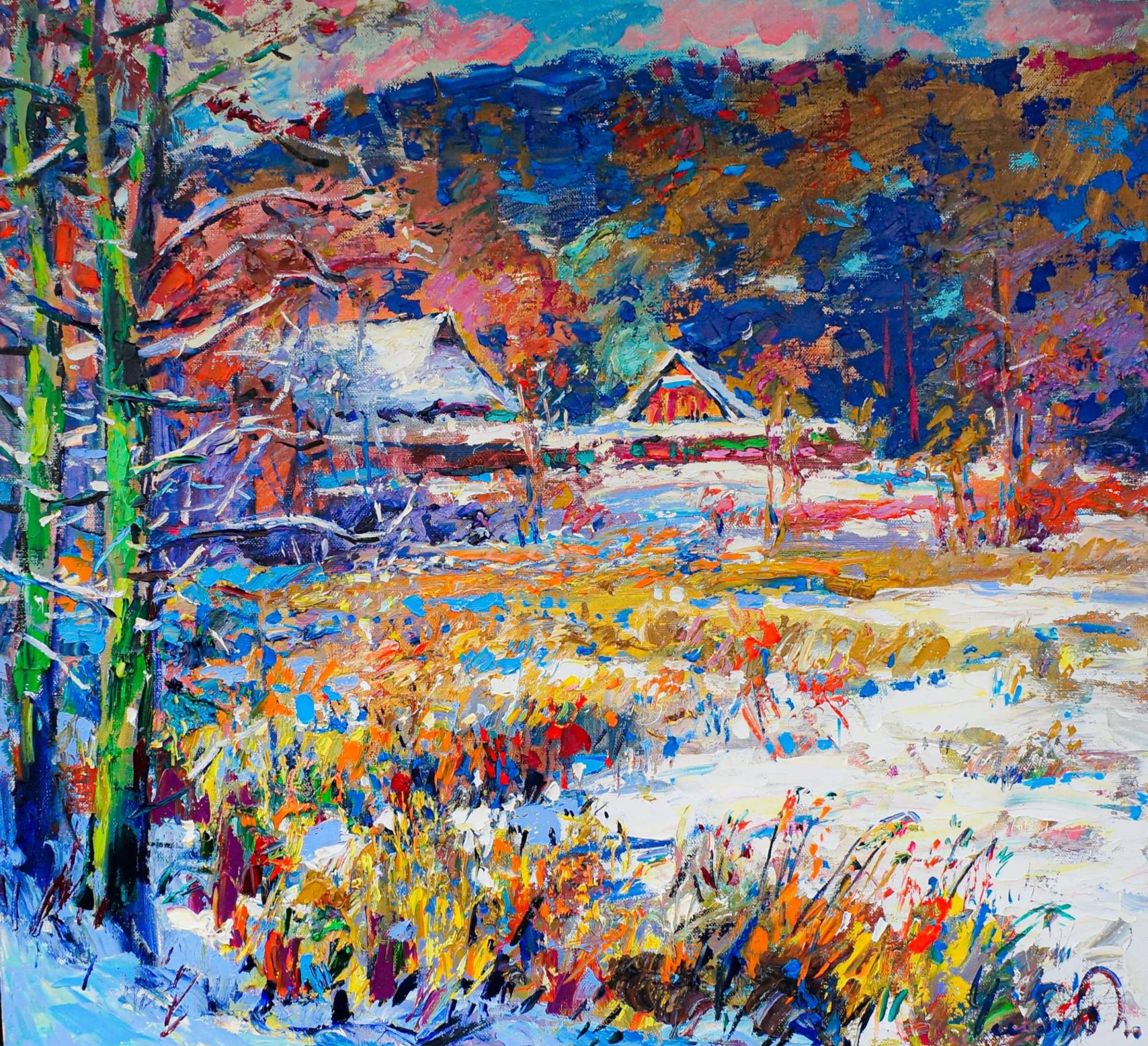 凌乱的小笔触,色调舒缓,丰富艳丽的色彩油画,美极了