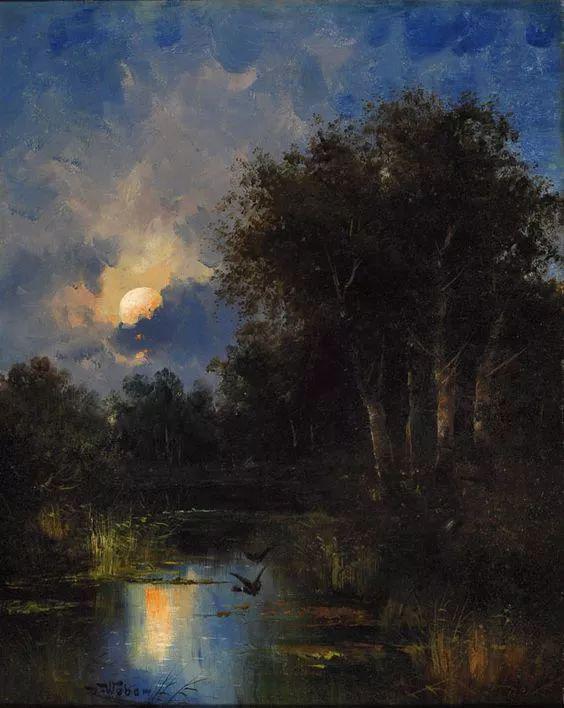 月光如水,这是我见过最美的月亮油画︱艺术名画