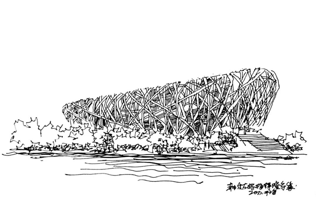 建筑设计手绘-体育馆速写