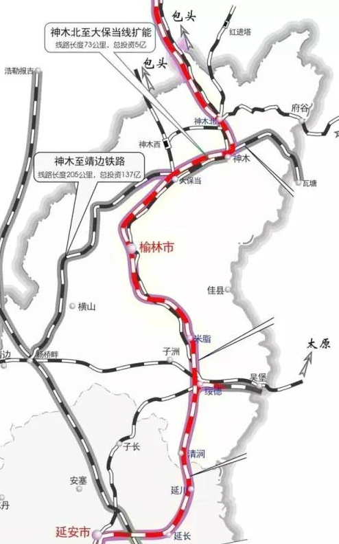 延安至榆林高铁线路图