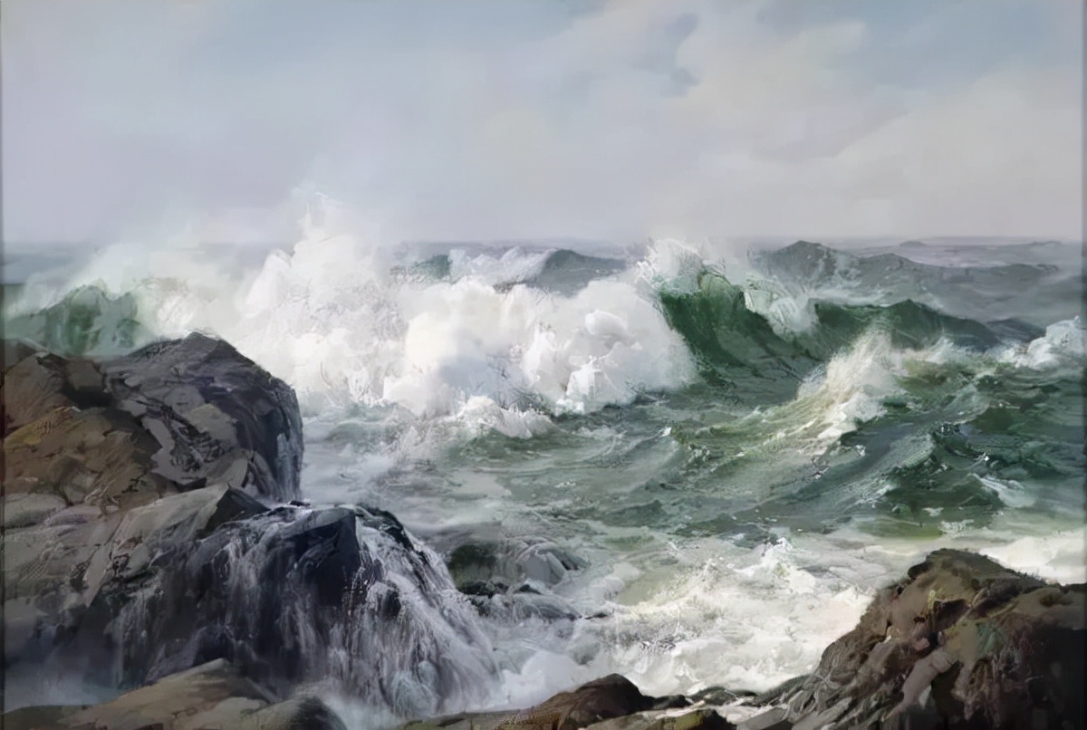 美国画家charles vickery波澜壮阔的海景油画作品