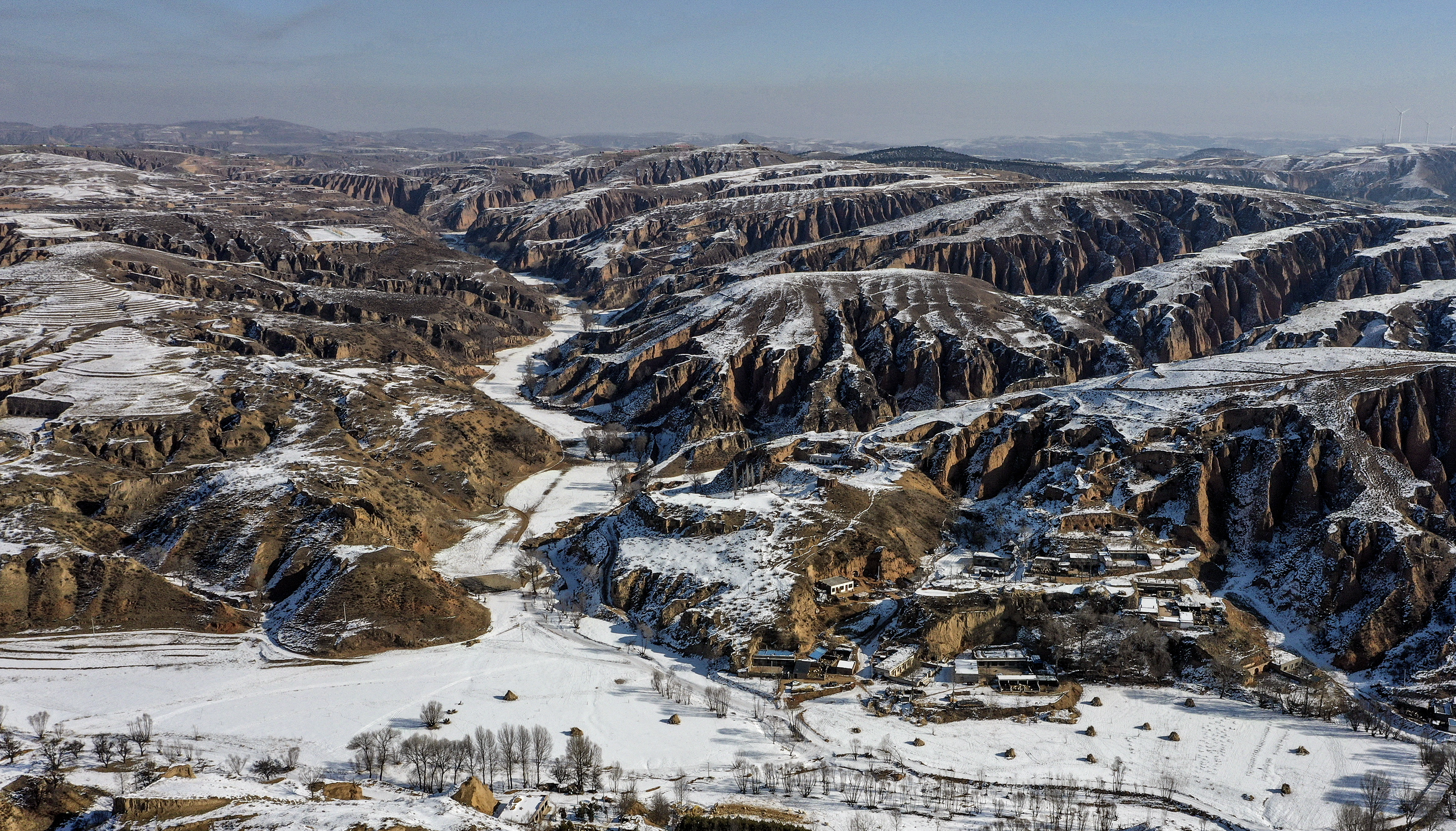 黄土高原图片 雪景图片