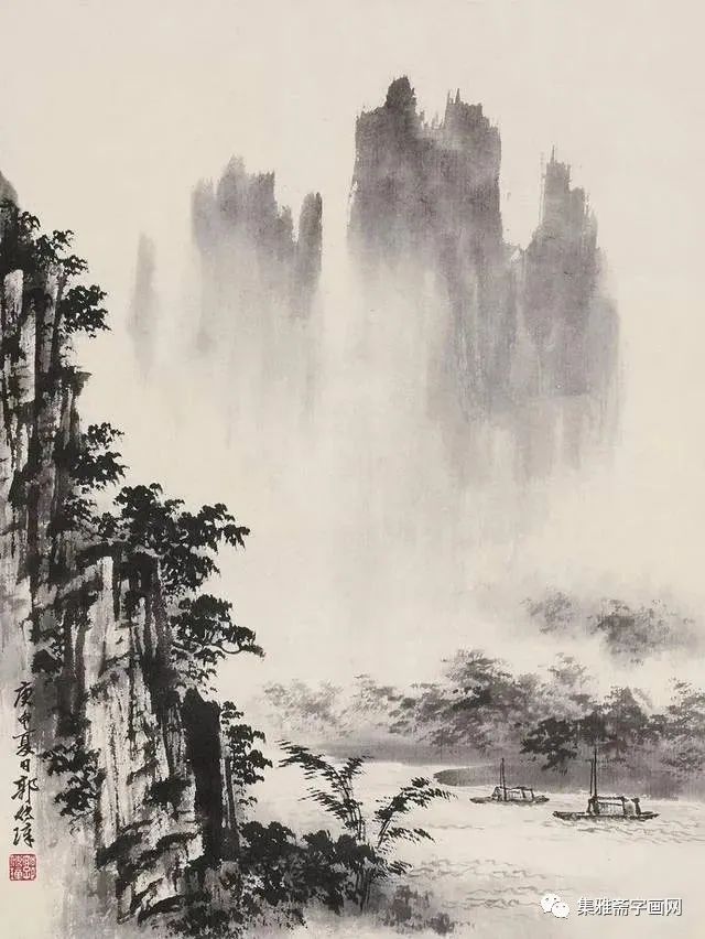 郭传璋水墨山水欣赏:朦胧梦境山水国画美醉了