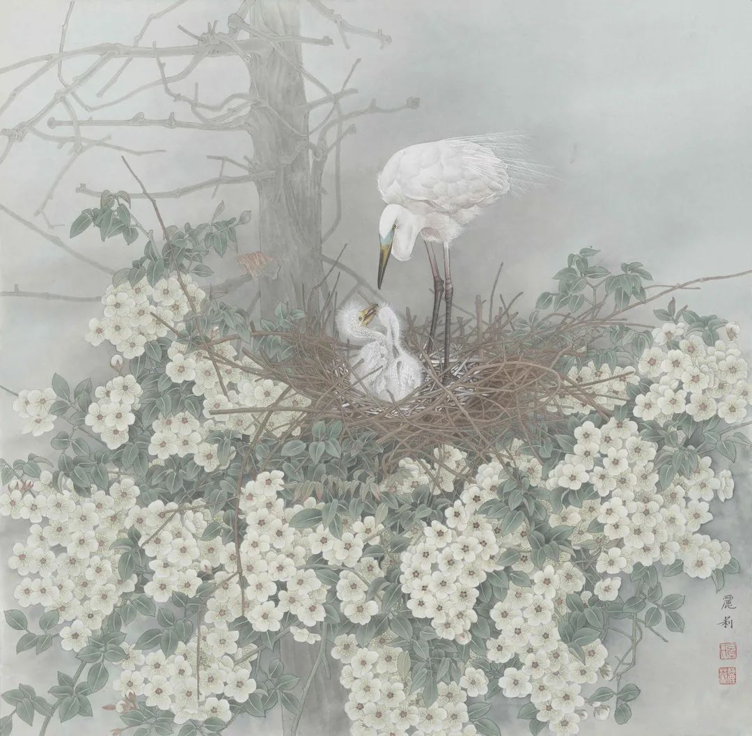 女画家景丽莉工笔花鸟画作品欣赏