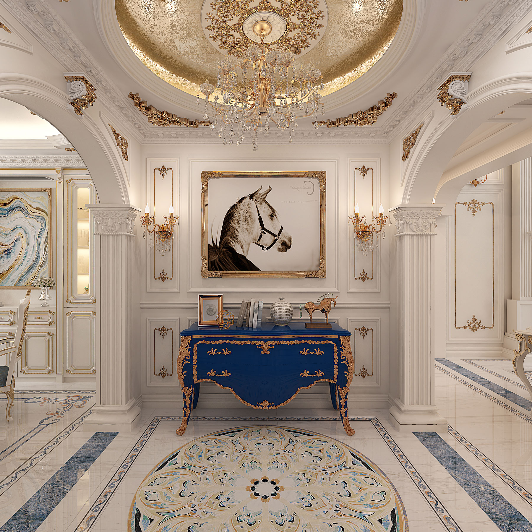 天庆山河一品257平复式欧式风格装修效果图