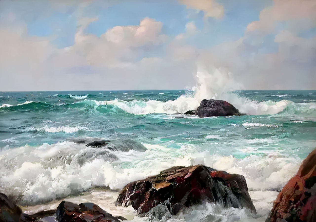海景油画作品欣赏图片