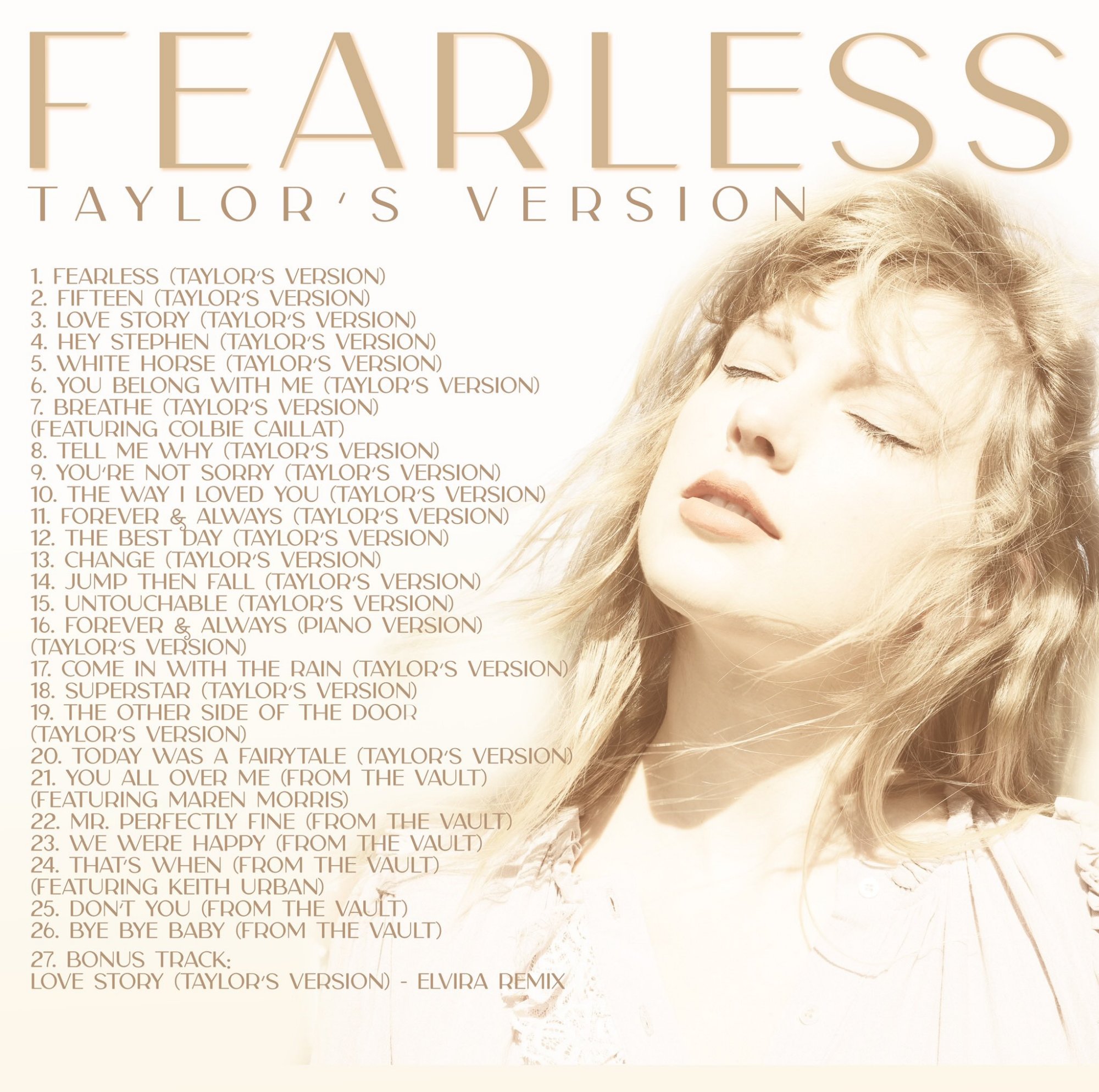 泰勒·斯威夫特(taylorswift)发行首张重新录制的专辑"fearless"