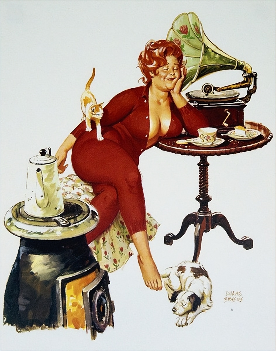 ④胖妞"希尔达hilda"挂历中的性感胖妞,憨态动人︱艺术名画