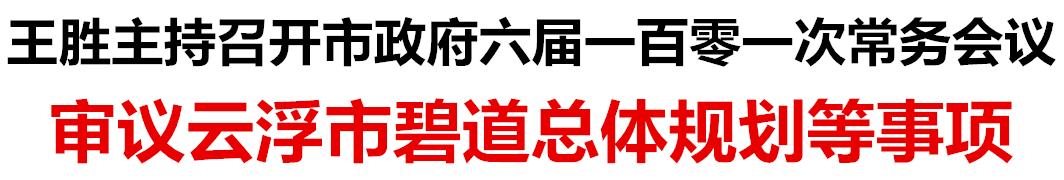 市政府常務會議審議雲浮市碧道總體規劃等事項