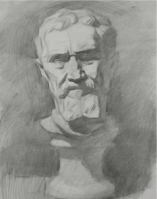 武汉美术艺考集训|素描石膏像:米开朗基罗石膏像画法步骤