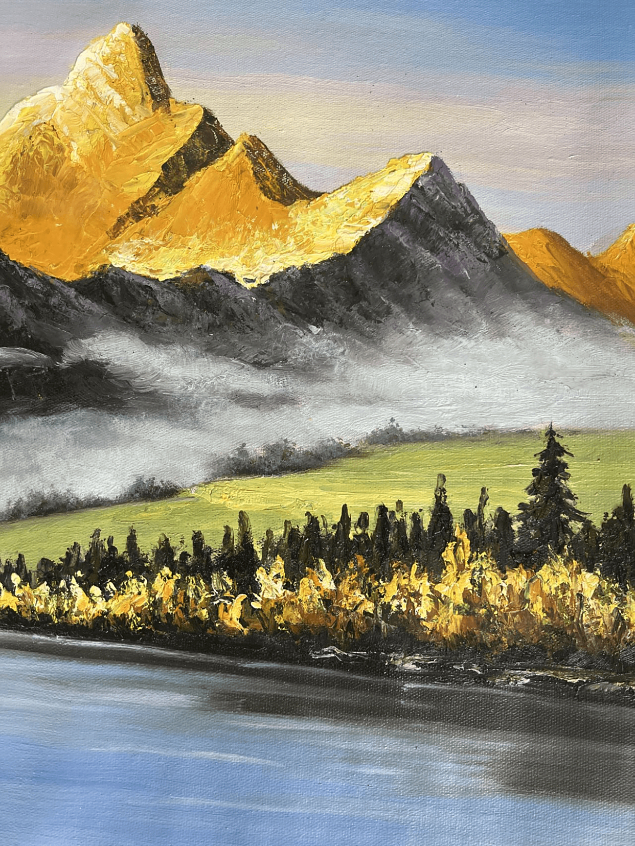 郝一至油画作品赏析《日照金山》图