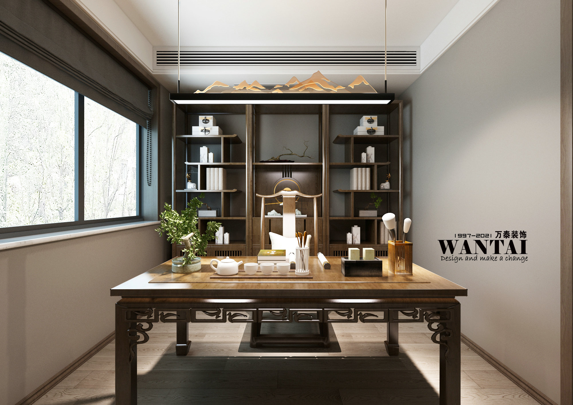 济宁梁山龙城公馆188平新中式装修案例图