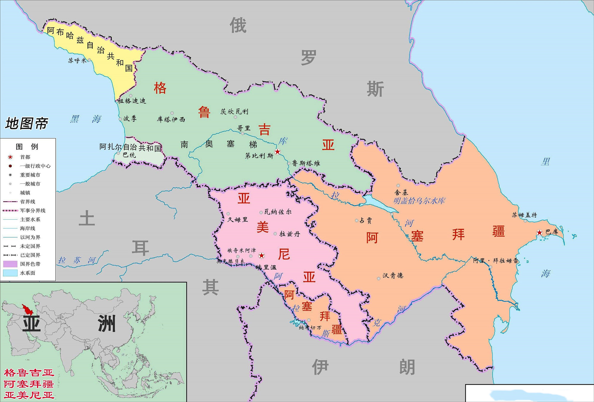 阿塞拜疆行政区划图图片