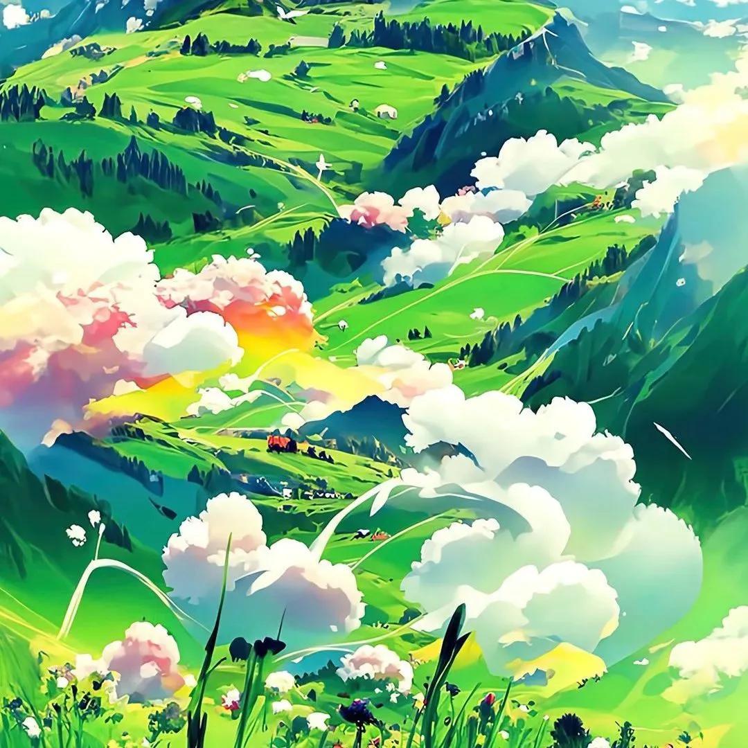 分享10张七彩云朵的插画,原来云朵也可以画得很唯美