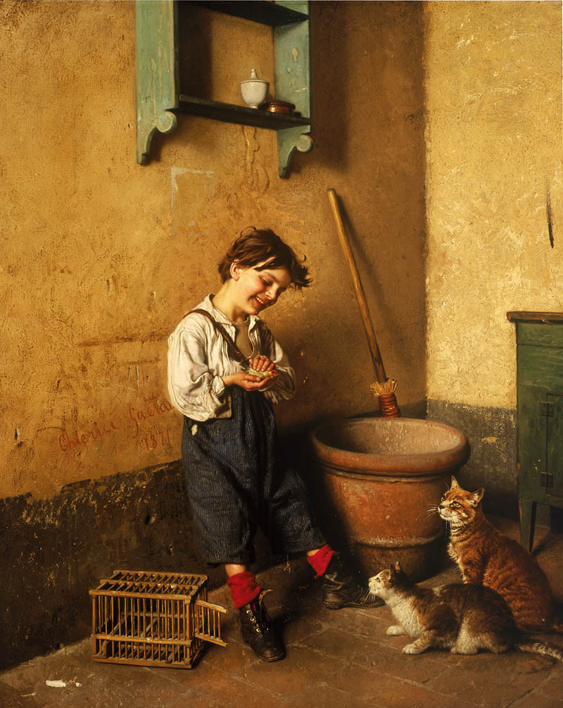 天真烂漫,俏皮可爱的古典儿童人物油画︱gaetano chierici