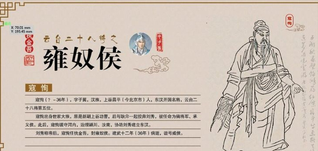 "云台28将"排名第五的寇恂,文武双全,他优秀得那么顺理成章