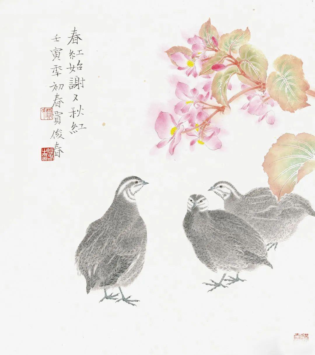 「津门网」清新淡雅天然饰——贾俊春花鸟画