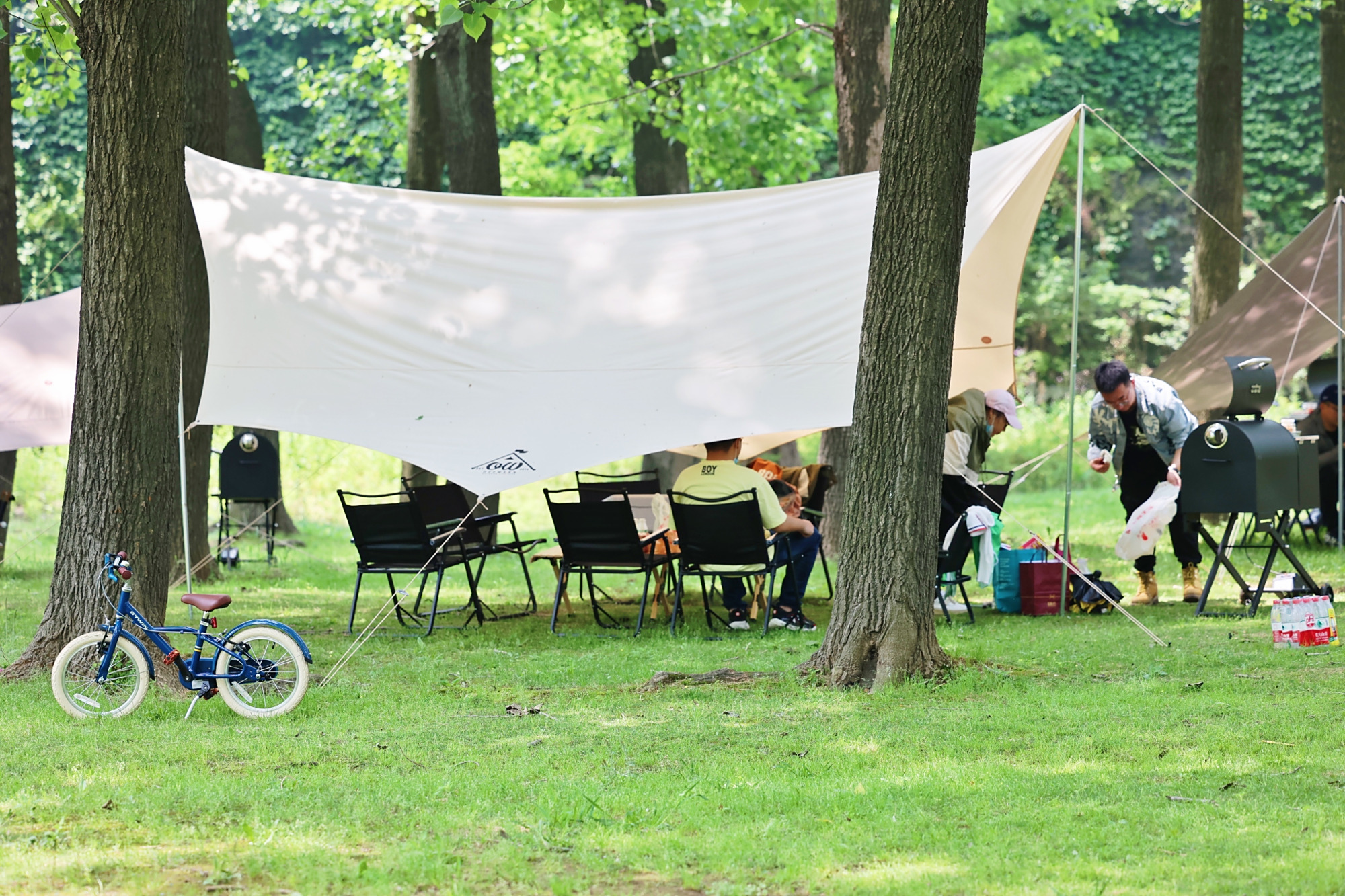 撑一张天幕支一台烤炉露营烧烤成休闲旅游新业态