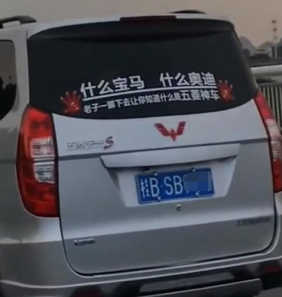 广西偶遇一辆五菱宏光,车尾一行字引人发笑,车牌才是亮点